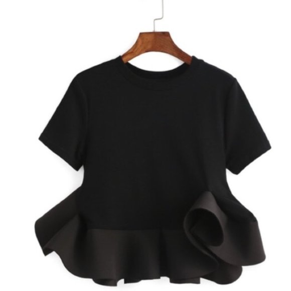 English Factory Black Peplum Top - Picture 1 of 7